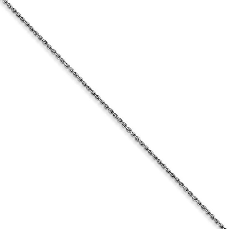 0.8mm, 14k White Gold Diamond Cut Cable Chain Necklace, 26 Inch